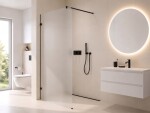 CERANO - Sprchová zástena Walk-in Orbis Round - Ľavá - 8 mm - guľatá vzpera - čierna matná, mliečne sklo - 150x200 CER-682135