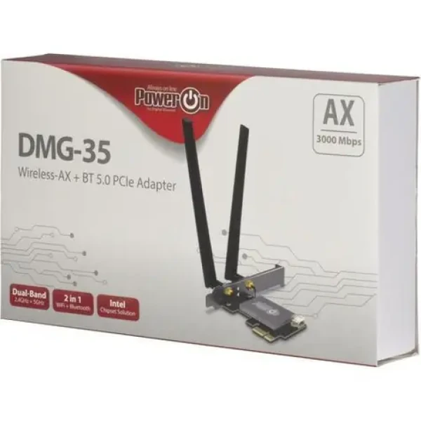Inter-tech DMG-35 / Wi-Fi / Bluetooth adaptér / PCIe / Wi-Fi 6 / Bluetooth 5.0 / 3000 Mbit/s (88888149)