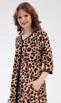 Dámske domáce šaty s trojštvrťovým rukávom Leopard hnědá 2XL