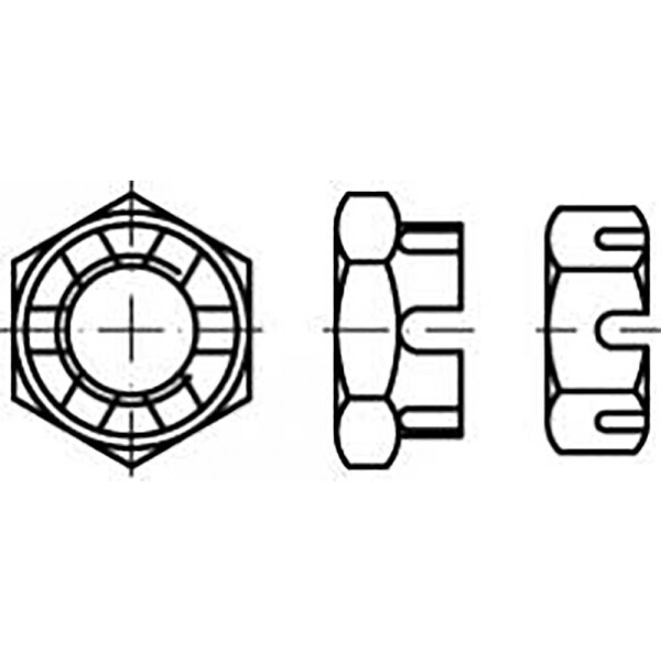 TOOLCRAFT TO-6864348 matice korunkové M52 DIN 979 ocel 1 ks; TO-6864348