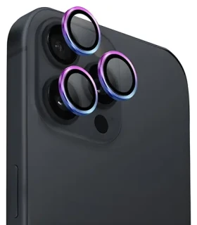 UNIQ Optix Aluminium Iridescent / Ochranné sklo na šošovku fotoaparátu / iPhone 16 Pro, 16 Pro Max / s aplikátorom