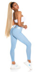 Sexy High Waist Push-Up Leggings with Bow babyblue L/XL