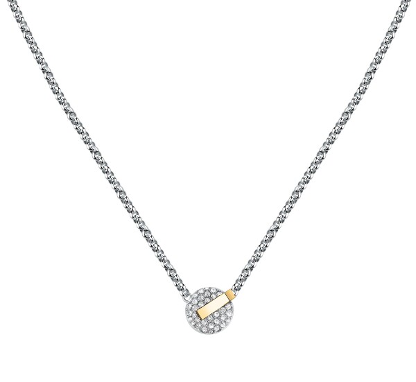Trussardi Pôvabný bicolor náhrdelník s kryštálmi T-Round TJAYF05