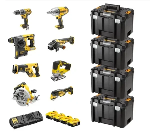 DeWalt DCK865P4T / sada 8ks aku náradie / 18V / 4X kufor / 4X 5.0Ah batéria / dvojitá nabíjačka (DCK865P4T)