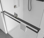 CERANO - Sprchová zástena Walk-in Crystal Ľ/P - 10 mm + polička/držiak na uteráky - bezvzperový systém - čierna matná, transparentné sklo - 160x200 CER-8050BD82799