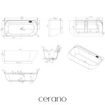 CERANO - Vaňa z liateho mramoru Valeria - voľne stojaca - asymetrická - ľavá - biela matná - 170x82x55 CER-8050BD80381