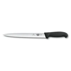 VICTORINOX Fibrox čierna, zúbkovaná špicatá čepeľ / Plátkovací nôž / 25 cm / nerezová oceľ (5.4433.25)