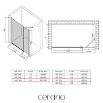 CERANO - Sprchové krídlové dvere Antelo s pevnou časťou L/P - 6 mm - chróm, transparentné sklo - 150(100+50)x190 CER-435884