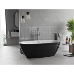 MEXEN/S - Luvo Slim voľne stojaca vaňa 170 x 75, biela/čierna, sifón a prepad gun meta 52801707575-95