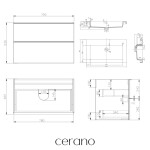 CERANO - Kúpeľňová skrinka Velora - čierna matná, úchytka čierna + umývadlo z lit. mramoru Ovo - čierna matná - 80,5x58x46,5 CER-979957