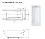 BESCO - Obdĺžniková vaňa MODERN SLIM - Nožičky k vani - Bez nožičiek, Rozmer vane - 160 × 70 cm VANMOD16SLIM