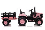 Mamido Mamido Detský elektrický traktor s vlečkou 12V 7Ah EVA kolesá ECO koža ružový