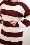 Dámske pletené šaty 8111 burgundy-beige - Kesi UNI