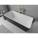 MEXEN/S - Nila voľne stojaca vaňa reliéf 170 x 75, biela/čierna, sifón a prepad zlatá 52841708075-50