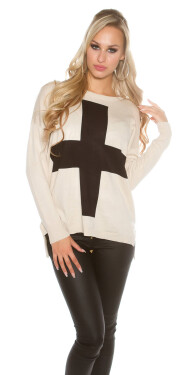 Trendy KouCla Oversize jumper with cross Einheitsgroesse