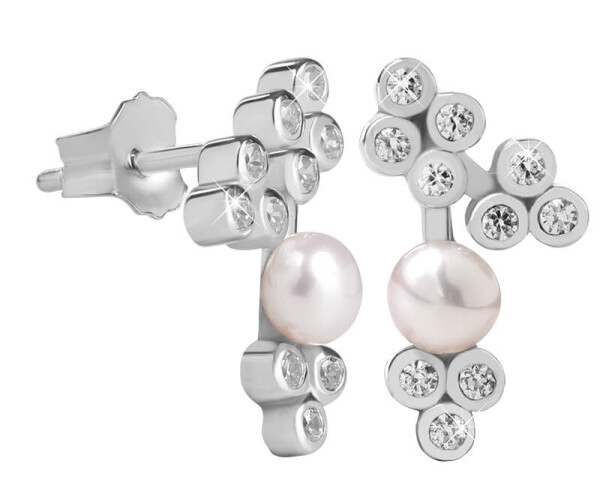 Silver Cat Očarujúce strieborné náušnice s perličkou Pearls SC314