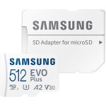 SAMSUNG EVO Plus Micro SDXC 512GB + SD adaptér / U3 / V30 / A2 / Čítanie: 130MBps (MB-MC512KA/EU)