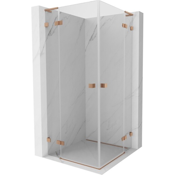 MEXEN/S - Lunar L Duo sprchovací kút dvere krídlové 120 x 120, transparent, meď kartáčovaná 834L-120L-120P-65-00