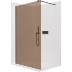 CERANO - Sprchová zástena Walk-in Onyx Round Ľ/P - 8 mm - okrúhla vzpera - čierna matná, bronzové sklo - 100x200 CER-686368