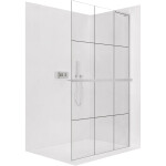 CERANO - Sprchová zástena Walk-in Onyx L-pravá vzpera - 8 mm + polička/držiak na uteráky - chróm, industriálne sklo - 90x200 CER-8050BD1369