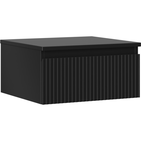 MEXEN/S - Rivel kúpeľňová skrinka pod umývadlo 50 cm s doskou, 1 šuplík, reliéf, čierna mat 91A20-05023-1-BFC71