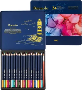 Finenolo Akvarelové pastelky v plechovej krabičke / Pastelky / 24 farieb / šesťhranné / 3 mm tuha / lipové drevo (EC129-24)
