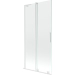 MEXEN/S - Velar L dvojkrídlová posuvná vaňová zástena 95 x 150, transparent, biela 896-095-003-01-20
