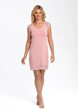 Ružová dámska nočná košeľa Naomi Pinie - Babella XL pudrovo-růžová