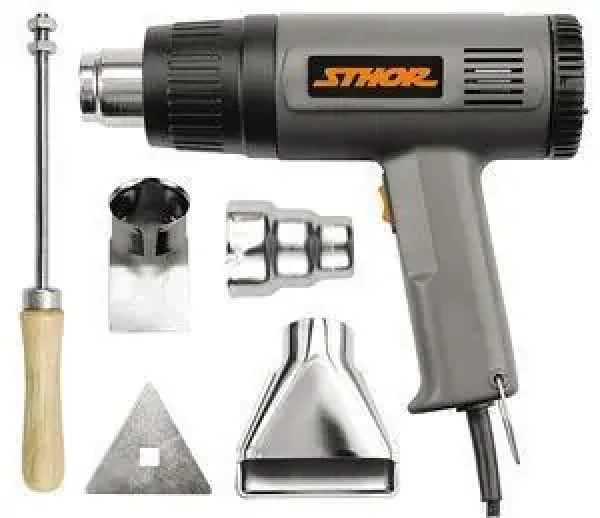 STHOR Teplovzdušná pištoľ 1000/1500W / Teplovzdušná pištoľ / 230V / 375/495°C / + príslušenstvo