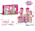Mamido Mamido Domček pre bábiky so svetlami LED, doplnkami a bábikou 368 dielikov ružový MT1585