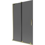 MEXEN/S - Velar L dvojkrídlová posuvná vaňová zástena 110 x 150, grafit, zlatá 896-110-003-41-50