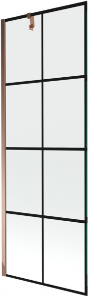 MEXEN/S - Next vaňová zástena FIX 70x150, čierny dekor, růžové zlato 895-070-000-00-77-60