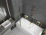 MEXEN/S - Cube obdĺžniková vaňa 180 x 80 cm s panelom + vaňová zástena 100, transparent, zlatá 550518080X9410115000