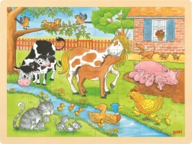 GOKI Drevené puzzle Život na farme