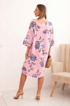 Dámske bavlnené šaty s kvetinovým vzorom a 3/4 rukávmi svetloružovej farby UNI