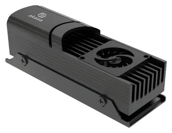 Akasa Gecko Pro LX čierna / Chladič M.2 SSD / aktívny PWM / NVMe PCIe 5.0 / M.2 2280 / TDP 250W (A-M2HS04-BK)
