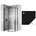 REA/S - Sprchovací kút DIAMOND 90x90 - matná čierna + sprchova vanička Diamond, biela KPL-05622