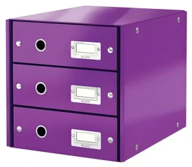 Leitz Zásuvkový box ClickStore purpurová / 3 zásuvky / kartón / 28,6 × 35,8 × 28,2 cm (60480062)