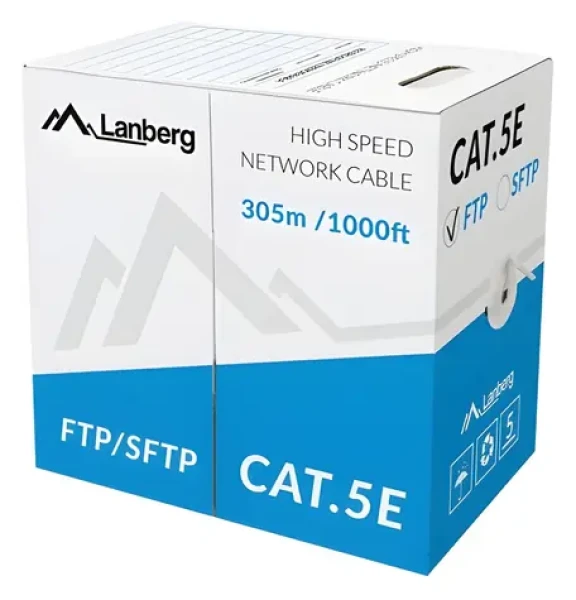 Lanberg LCF5-11CU-0305-S sivá / Sieťový kábel / Cat5e / F/UTP / 305 m (LCF5-11CU-0305-S)