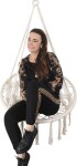 Saska Garden HAMAK AŻUROWY FOTEL WISZĄCY BOCIANIE GNIAZDO 80x60CM Biely NEW STYL
