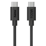 HAMA Nabíjací kábel USB-C na USB-C čierna / Nabíjací kábel / 1,2 m / 100 W