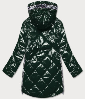 Lehká zelená lesklá dámská bunda lemovkami (LD7258BIG) Barva: odcienie zieleni, Velikost: