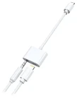 2GO biela / Audio nabíjací adaptér / Lightning na 3,5 mm + Lightning / kábel 10cm (797239)