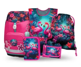 BAAGL SET 5 Airy PLUS Plameniaky: batoh, peračník, sáčok, zástera, peňaženka (A-36098)