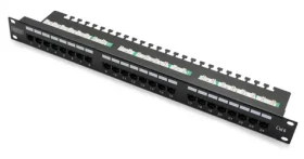 Patch panel 24x RJ-45 LSA čierny / Patch panel / Cat.6 UTP / 1U / 19 "/ káblová lišta (DN-91624U-EC)