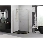 MEXEN - Exo sprchovací kút päťboký krídlový 100 x 90, transparent, zlato 812-100-090-50-00