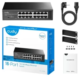 Cudy 16- Port čierna / Switch / 16× RJ-45 / 10/100 Mbps / Plug Play / kov (FS1016)