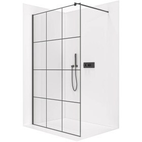 CERANO - Sprchová zástena Walk-in Onyx Round Ľ/P - 8 mm - guľatá vzpera - čierna matná, industriálne sklo - 110x200 CER-482869