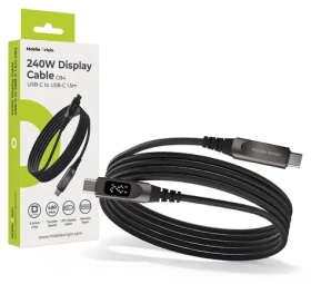 Mobile Origin CB4 / Kábel s LCD displejom / USB-C - USB-C / 240 W PD 3.1 / 1,5 m (MO-240WDC-CB4)