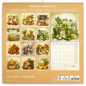 NOTIQUE Farmárske trhy 2027 / Poznámkový kalendár / 30 × 30 cm / Plastic Free